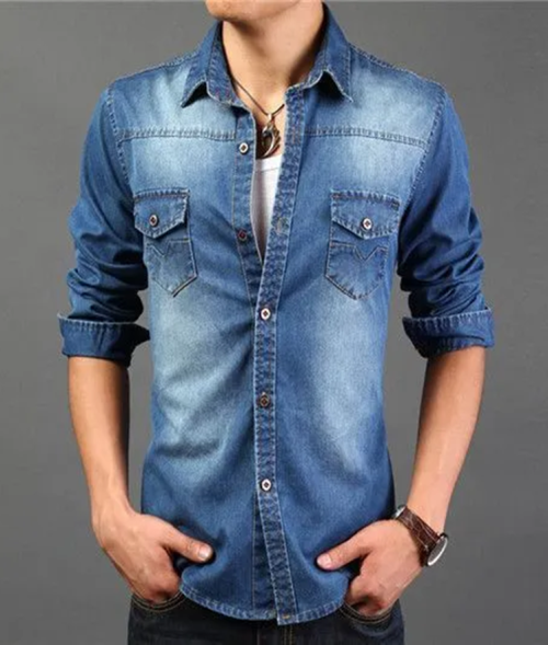 Slim-Fit Denim Western Shirt