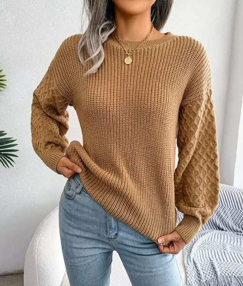 The Honey-Amber Diamond Sleeve Pullover