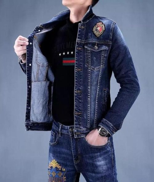 Royal Crest Distressed Denim Jacket