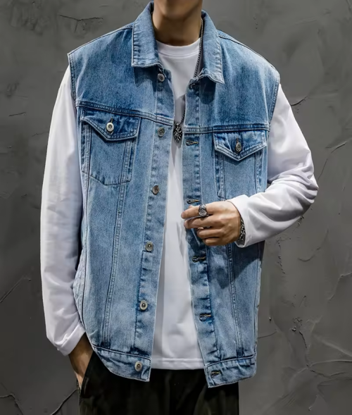 Urban Edge Distressed Denim Vest